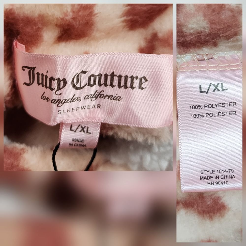 Juicy Couture Sequin Leopard Animal Print Sherpa Hoodie Tunic L/XL - Picture 2 of 11